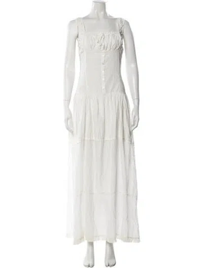 Pre-owned Frankies Bikinis Square Neckline Long Dress In White
