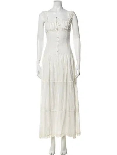 Pre-owned Frankies Bikinis Square Neckline Long Dress In White