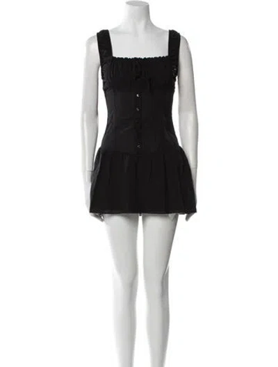 Pre-owned Frankies Bikinis Square Neckline Mini Dress In Black