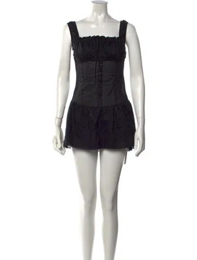 Pre-owned Frankies Bikinis Square Neckline Mini Dress In Black