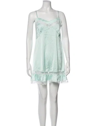 Pre-owned Frankies Bikinis Square Neckline Mini Dress In Blue