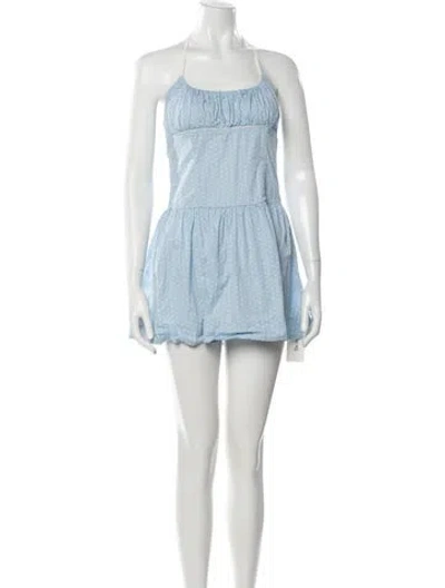 Pre-owned Frankies Bikinis Square Neckline Mini Dress In Blue
