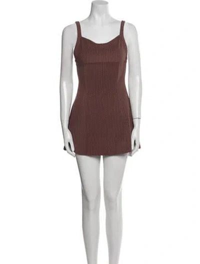 Pre-owned Frankies Bikinis Square Neckline Mini Dress In Brown