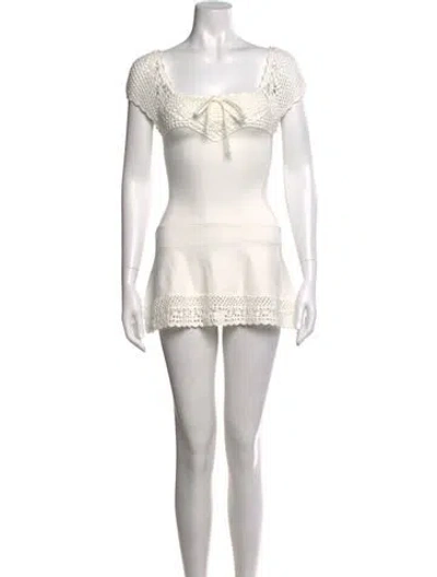 Pre-owned Frankies Bikinis Square Neckline Mini Dress In Neutral