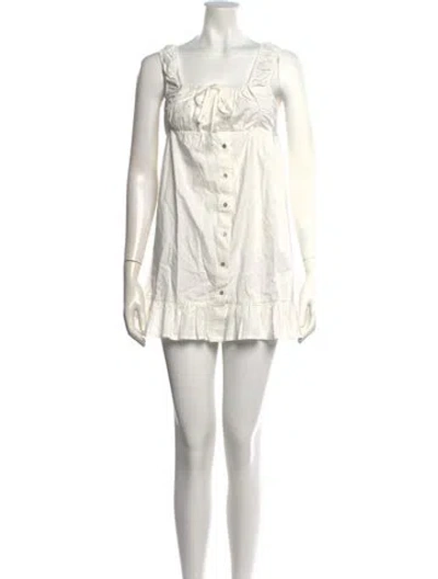 Pre-owned Frankies Bikinis Square Neckline Mini Dress In Neutral