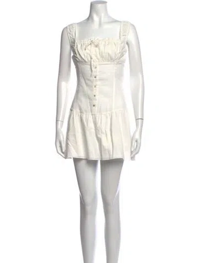 Pre-owned Frankies Bikinis Square Neckline Mini Dress In Neutrals