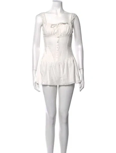 Pre-owned Frankies Bikinis Square Neckline Mini Dress In Neutrals