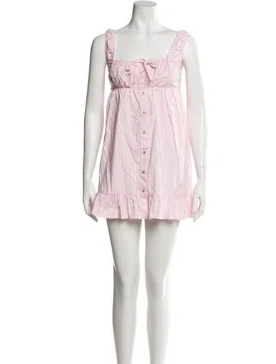 Pre-owned Frankies Bikinis Square Neckline Mini Dress In Pink