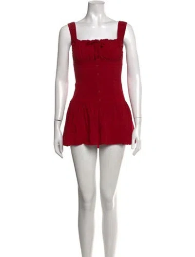 Pre-owned Frankies Bikinis Square Neckline Mini Dress In Red
