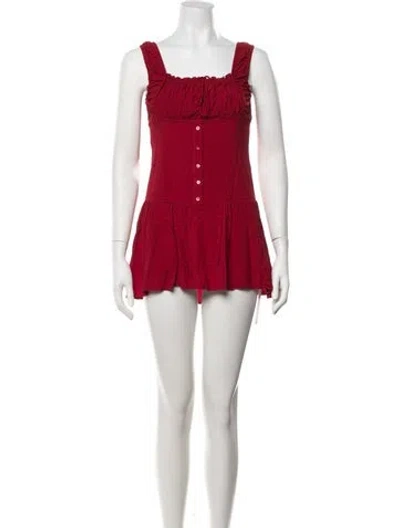Pre-owned Frankies Bikinis Square Neckline Mini Dress In Red