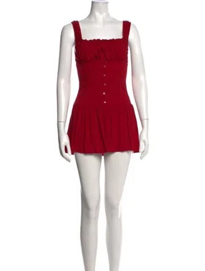 Pre-owned Frankies Bikinis Square Neckline Mini Dress In Red