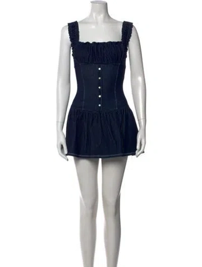 Pre-owned Frankies Bikinis Square Neckline Mini Dress W/ Tags In Blue