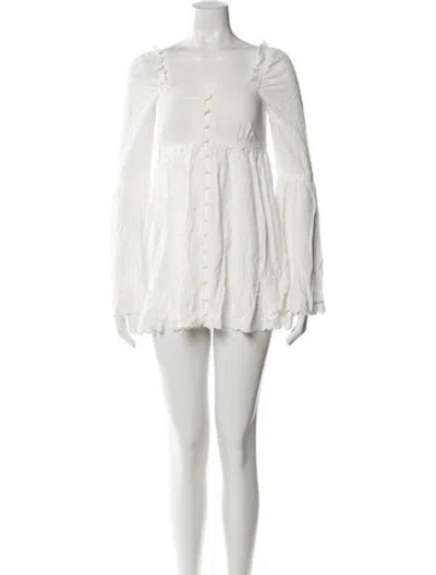 Pre-owned Frankies Bikinis Square Neckline Mini Dress W/ Tags In White