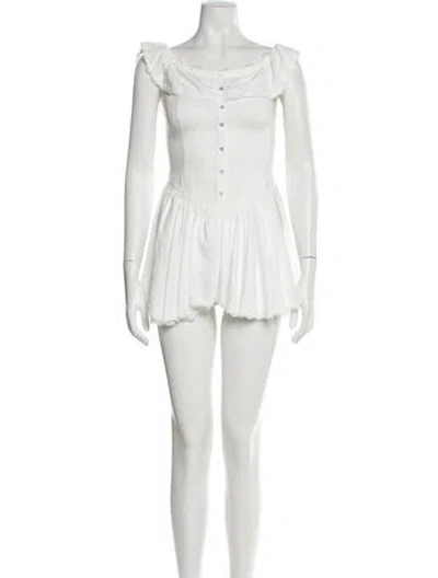 Pre-owned Frankies Bikinis Square Neckline Mini Dress In White