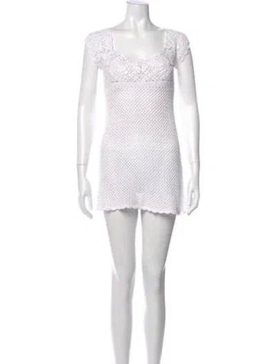 Pre-owned Frankies Bikinis Square Neckline Mini Dress In White