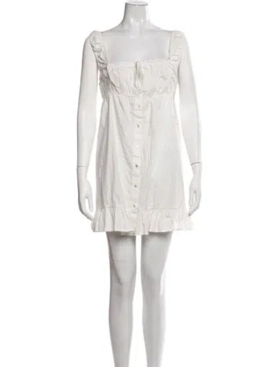 Pre-owned Frankies Bikinis Square Neckline Mini Dress In White