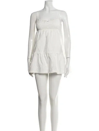 Pre-owned Frankies Bikinis Square Neckline Mini Dress In White