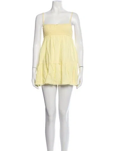 Pre-owned Frankies Bikinis Square Neckline Mini Dress In Yellow