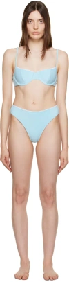 Frankies Bikinis Blue Tia Crinkle Triangle Bikini Top In Blue Skies