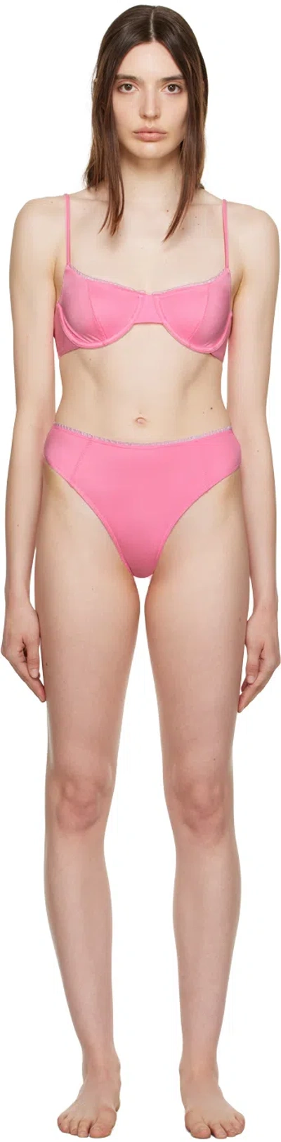 Frankies Bikinis Ssense Exclusive Pink Pam & Jenna Bikini In Candy Crush