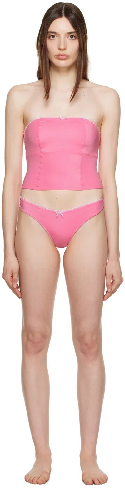 Frankies Bikinis Ssense Exclusive Pink Peace & Enzo Bikini In Candy Crush