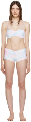 Frankies Bikinis Ssense Exclusive White & Pink Cleo & Genevieve Bikini In Dyed Daisy