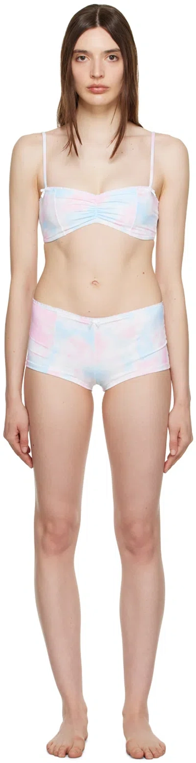 Frankies Bikinis Ssense Exclusive White & Pink Cleo & Genevieve Bikini In Dyed Daisy