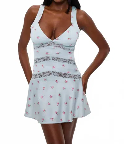 Frankies Bikinis St Sedona Satin Mini Dress In Tiny Bouquet In Blue