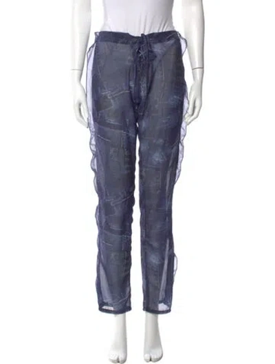 Pre-owned Frankies Bikinis Straight Leg Pants In Blue