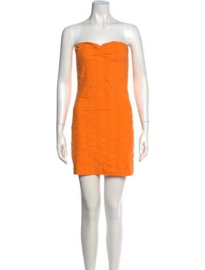 Pre-owned Frankies Bikinis Strapless Mini Dress In Orange