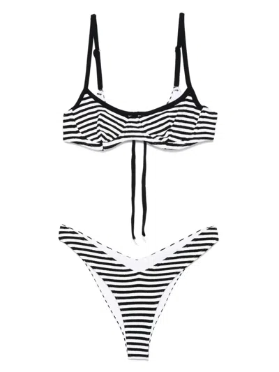 Frankies Bikinis Striped Bikini Set