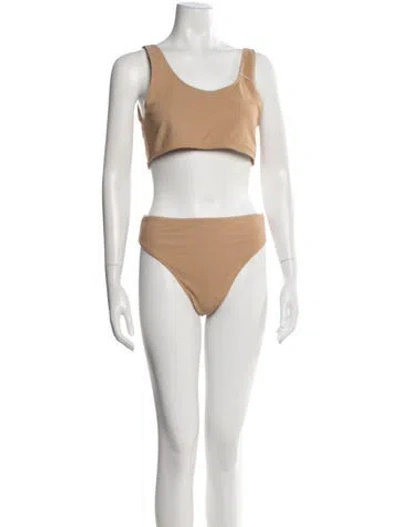 Pre-owned Frankies Bikinis Striped Bikini W/ Tags In Neutrals