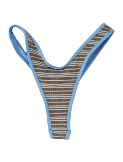 Pre-owned Frankies Bikinis Striped Bottoms In Blue