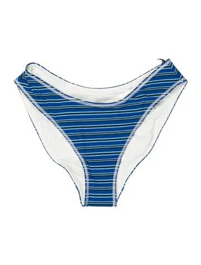 Pre-owned Frankies Bikinis Striped Bottoms W/ Tags In Blue