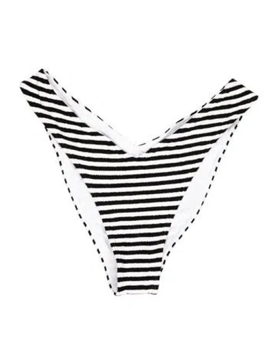 Pre-owned Frankies Bikinis Striped Bottoms W/ Tags In White