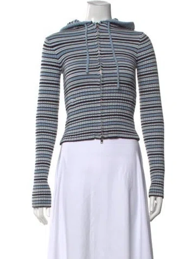 Pre-owned Frankies Bikinis Striped Crew Neck Sweater In Blue