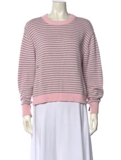 Pre-owned Frankies Bikinis Striped Crew Neck Sweater In Pink