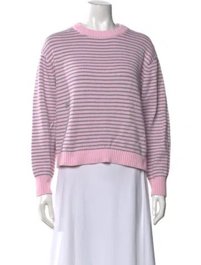 Pre-owned Frankies Bikinis Striped Crew Neck Sweater In Pink