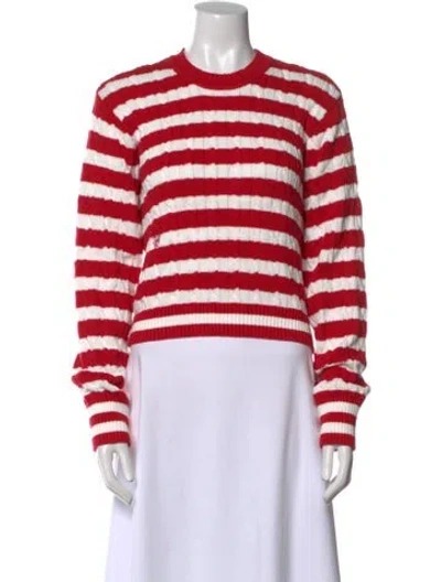 Pre-owned Frankies Bikinis Striped Crew Neck Sweater In Red