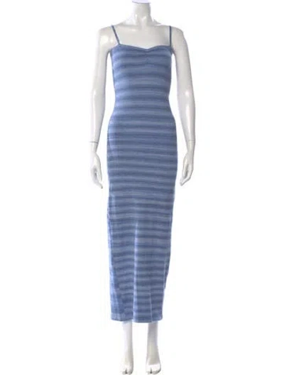 Pre-owned Frankies Bikinis Striped Long Dress In Blue