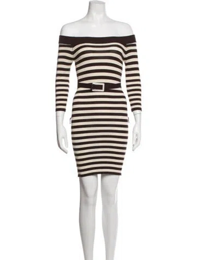 Pre-owned Frankies Bikinis Striped Mini Dress In Brown