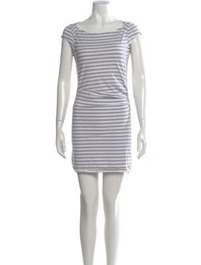 Pre-owned Frankies Bikinis Striped Mini Dress In Gray