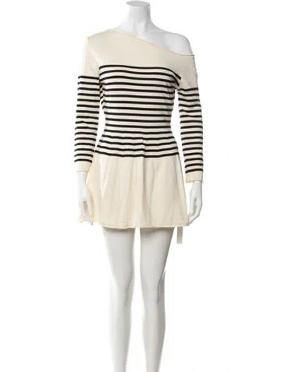Pre-owned Frankies Bikinis Striped Mini Dress In Neutrals