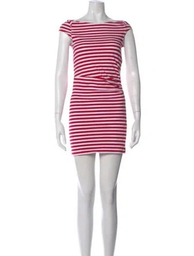 Pre-owned Frankies Bikinis Striped Mini Dress In Red