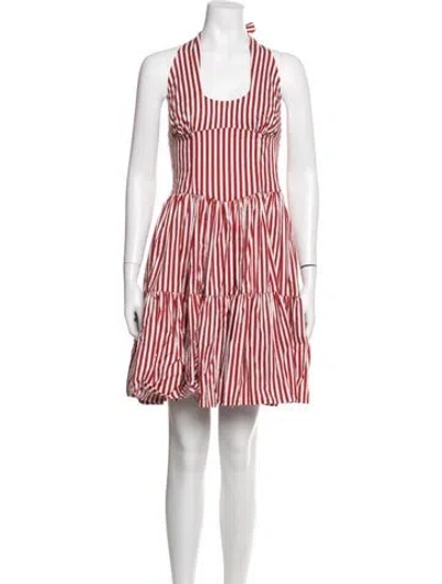 Pre-owned Frankies Bikinis Striped Mini Dress In Red