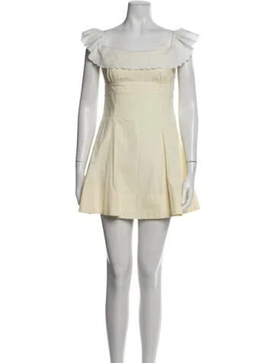 Pre-owned Frankies Bikinis Striped Mini Dress In White