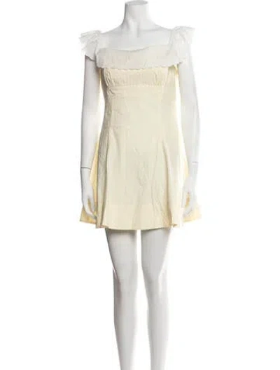 Pre-owned Frankies Bikinis Striped Mini Dress In Yellow