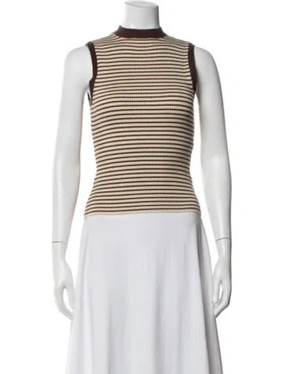 Pre-owned Frankies Bikinis Striped Mock Neck Sweater In Multicolor