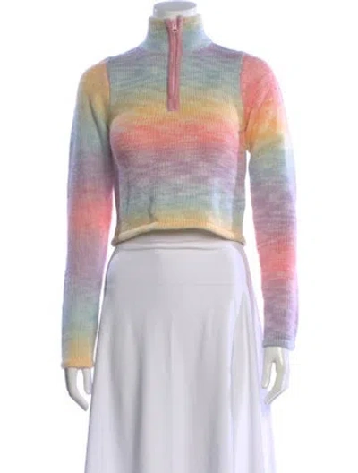Pre-owned Frankies Bikinis Striped Mock Neck Sweater W/ Tags In Multi