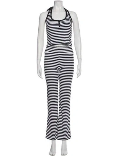 Pre-owned Frankies Bikinis Striped Pant Set In White